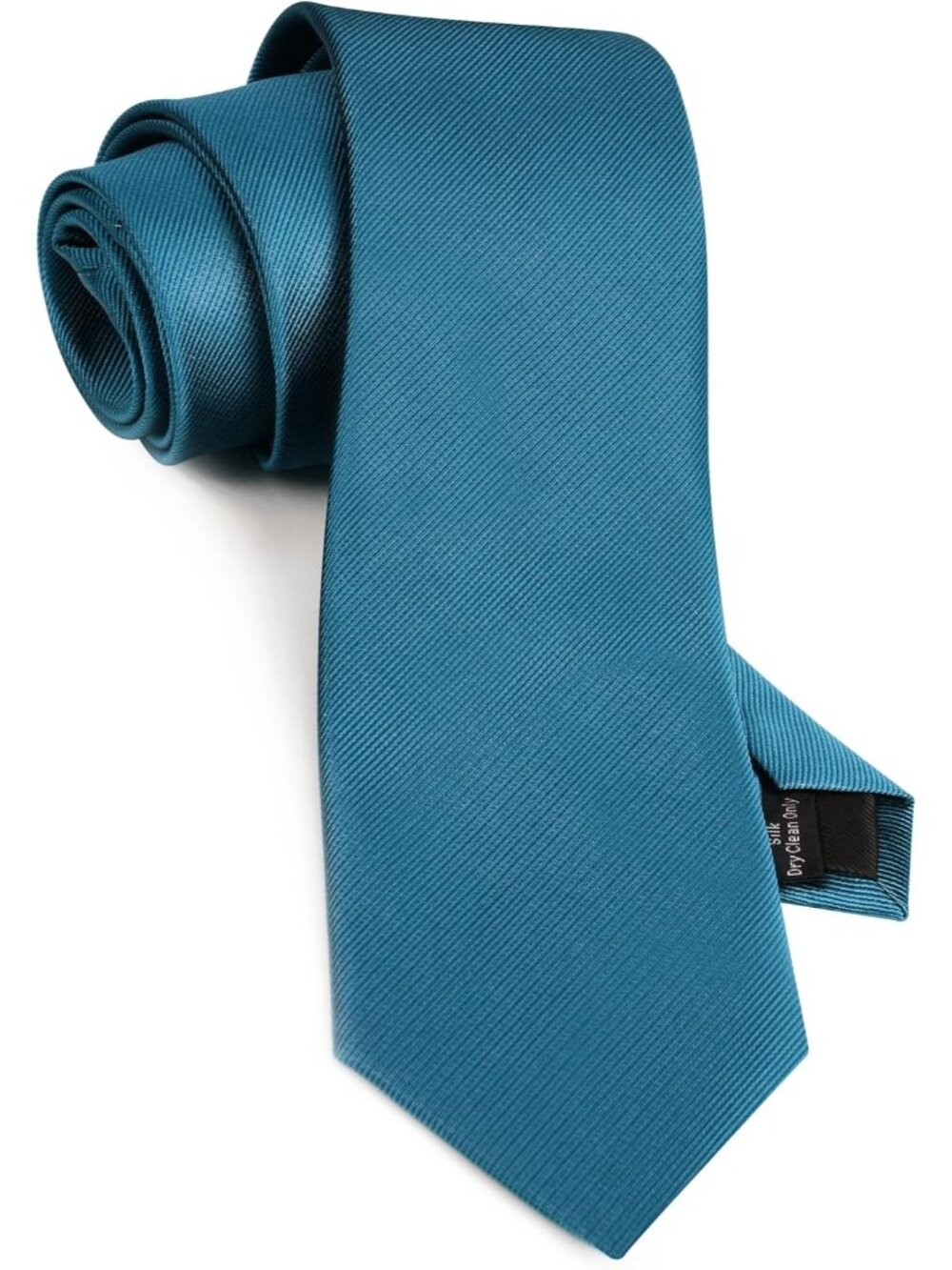 Men's Teal Blue Solid Twill Textured Woven Silk Formal Necktie For Wedding Dress